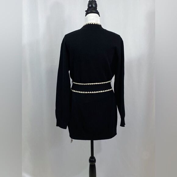 REBECCA TAYLOR Belted Stitched Wool-Blend Cardigan size M - Picture 10 of 14